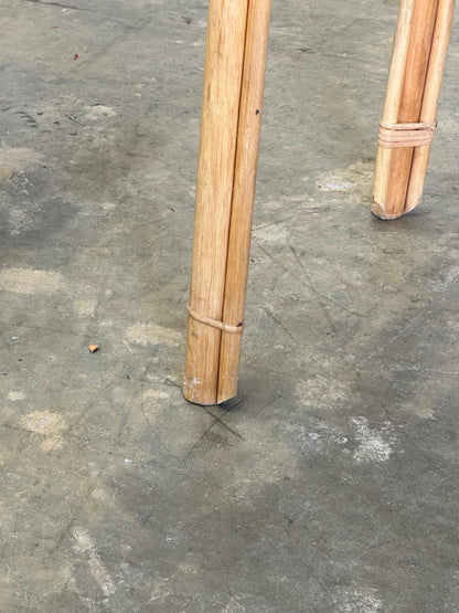 Frisman Vintage Vintage Coastal Bamboo, Cane, and Glass Top Console Table