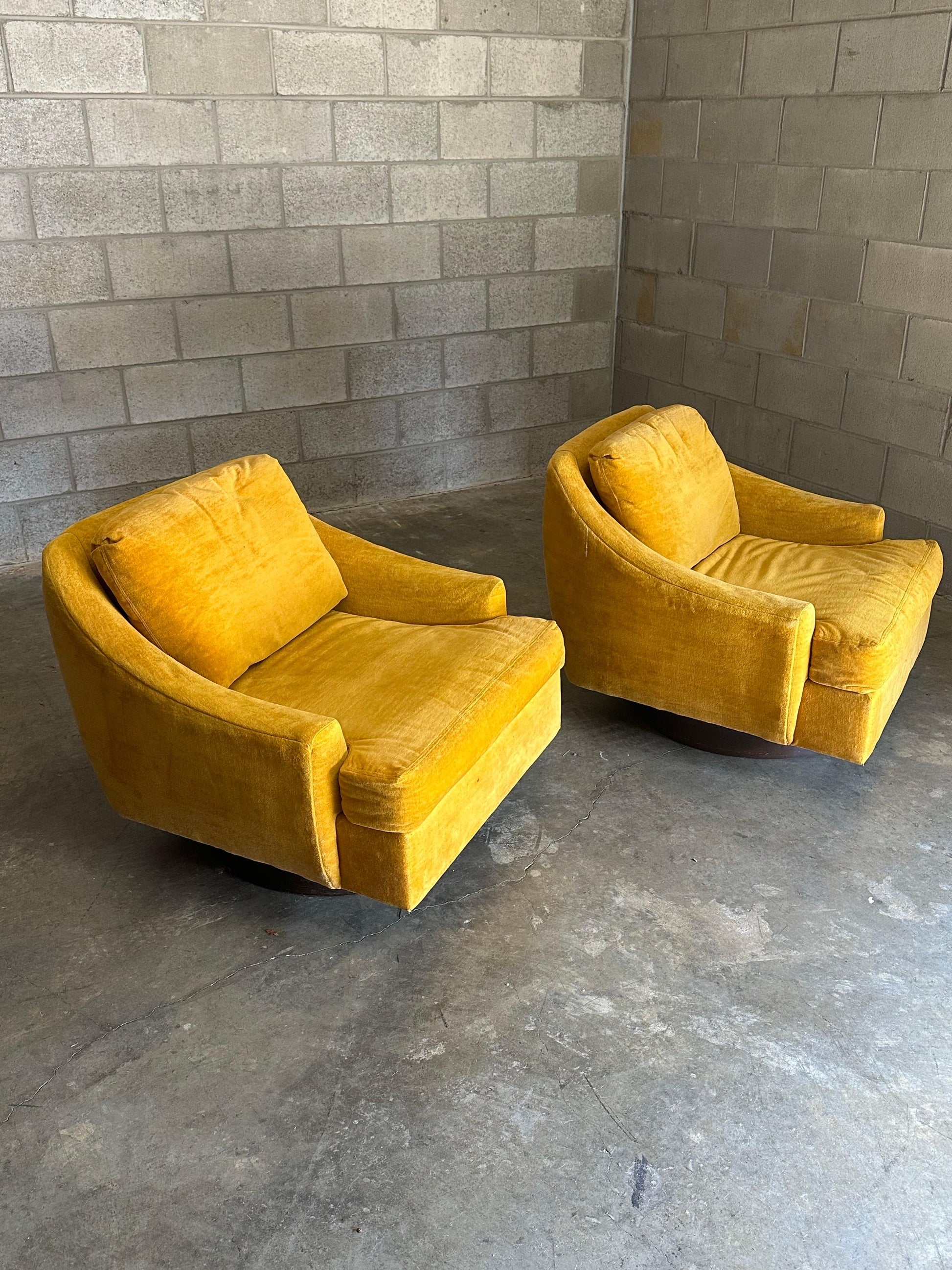 Frisman Vintage 1970s Selig of Monroe Swivel and Tilt Chairs- A Pair