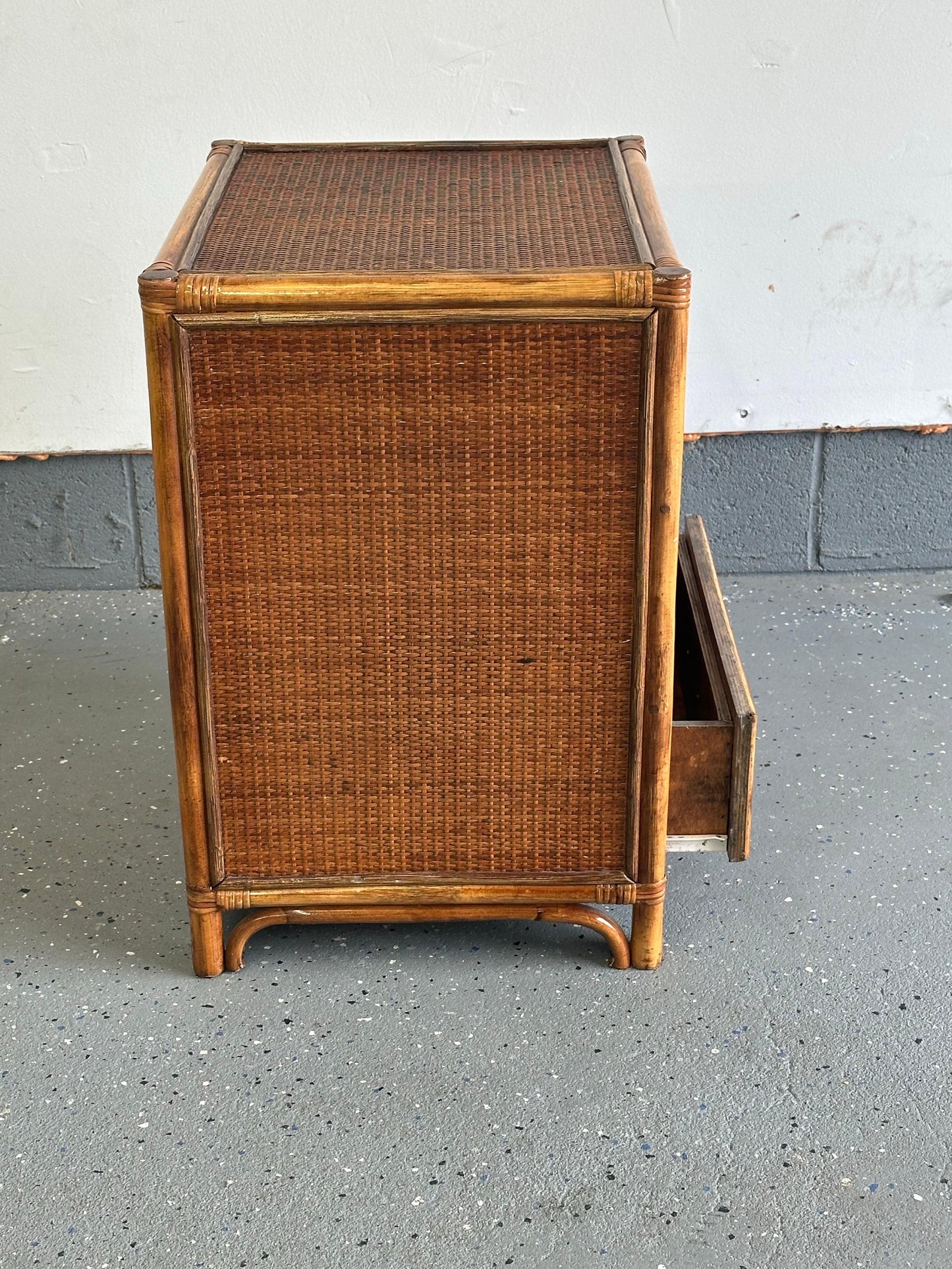 Frisman Vintage Bamboo and Cane British Colonial Style Small Chest