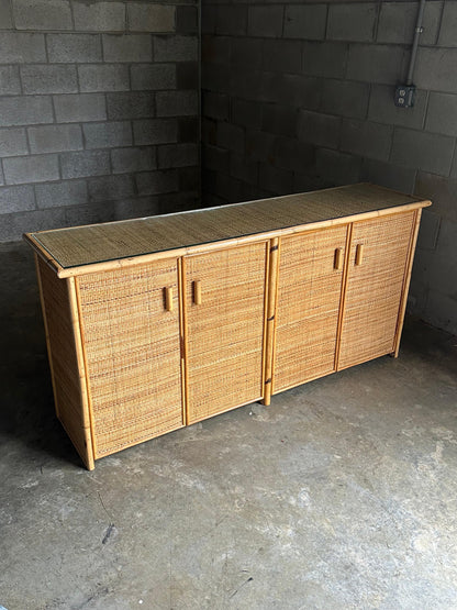 Frisman Vintage Vintage British Colonial Style Bamboo and Cane Sideboard