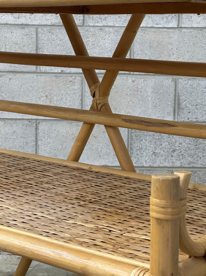 Frisman Vintage 1970s Bamboo, Rattan, and Cane Étagère/ Freestanding Shelf