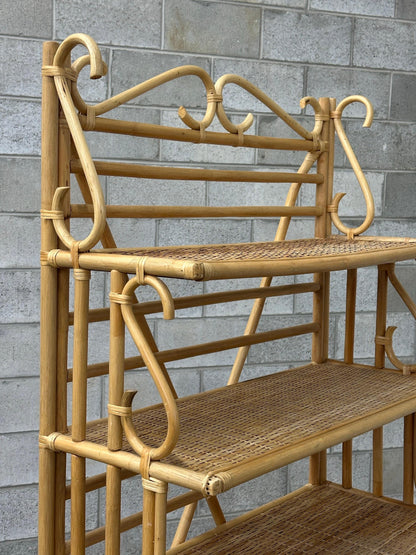 Frisman Vintage 1970s Bamboo, Rattan, and Cane Étagère/ Freestanding Shelf
