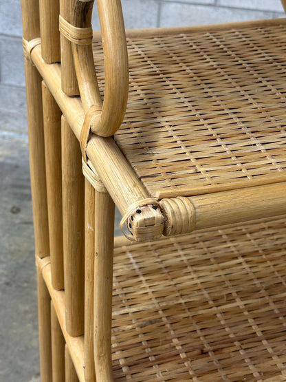 Frisman Vintage 1970s Bamboo, Rattan, and Cane Étagère/ Freestanding Shelf