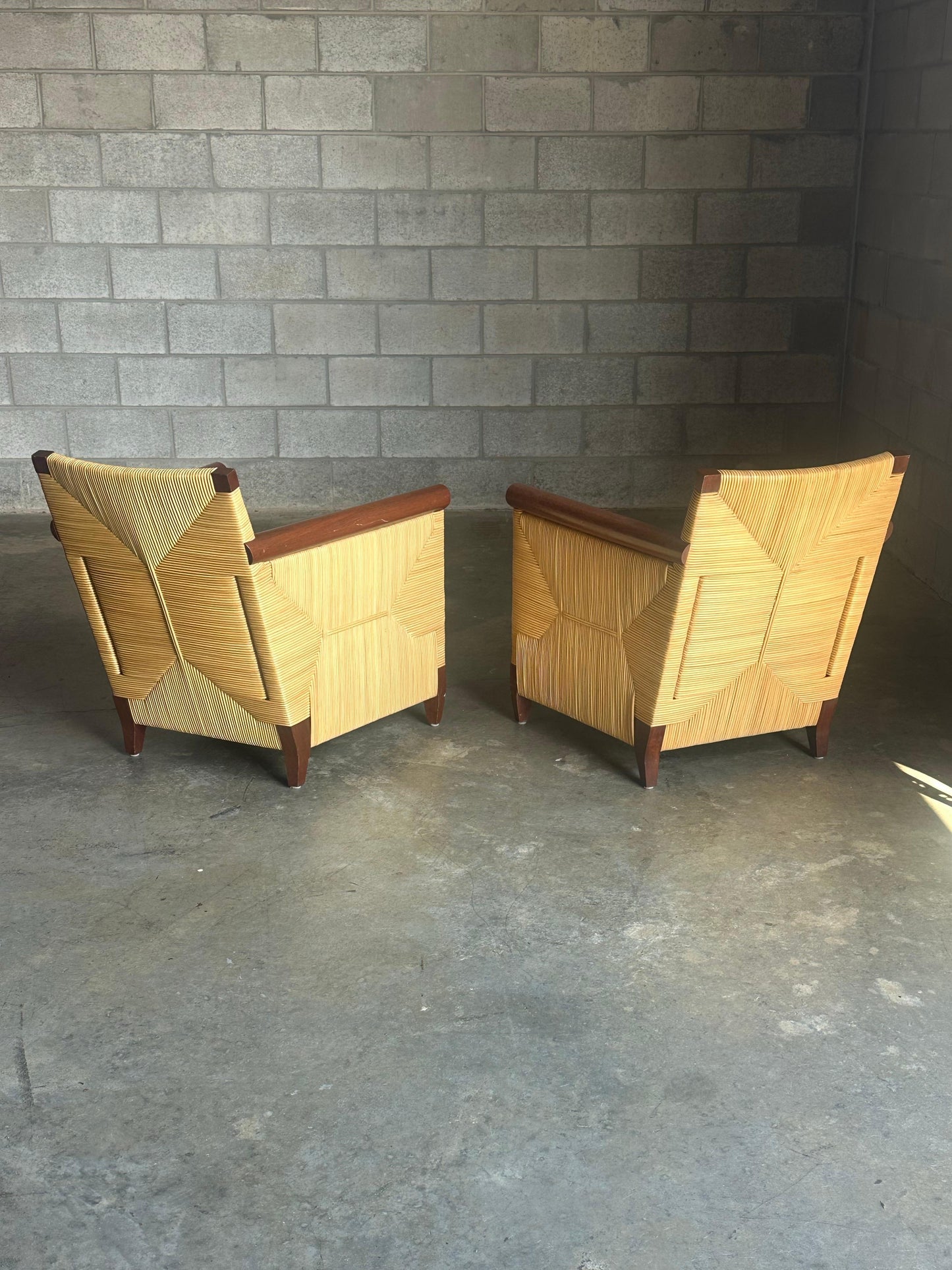 Frisman Vintage 1990s John Hutton for Donghia Merbau Lounge Chairs