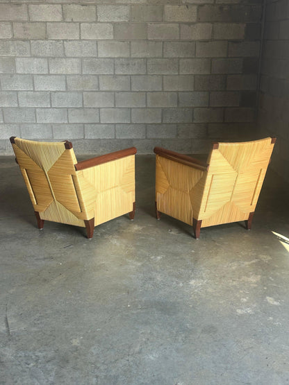 Frisman Vintage 1990s John Hutton for Donghia Merbau Lounge Chairs