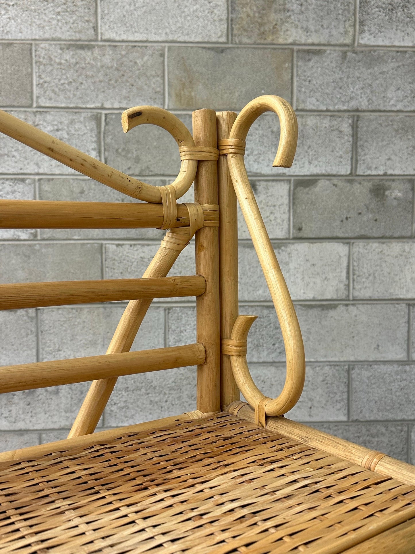 Frisman Vintage 1970s Bamboo, Rattan, and Cane Étagère/ Freestanding Shelf