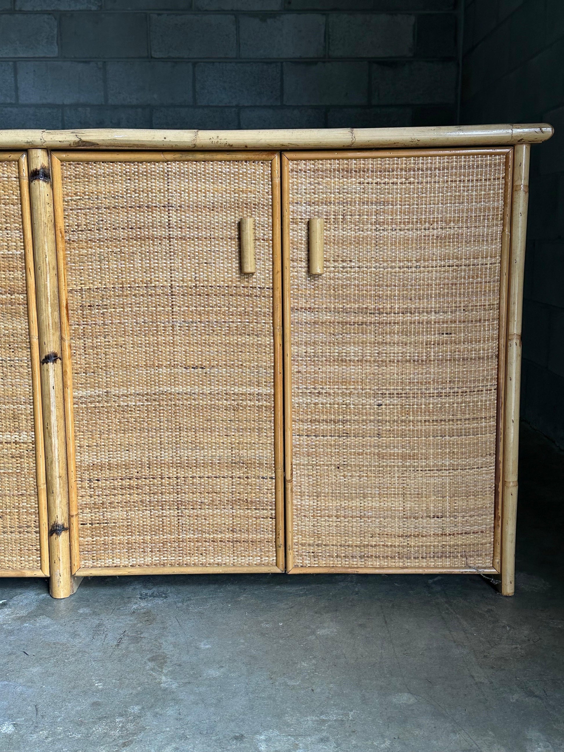 Frisman Vintage Vintage British Colonial Style Bamboo and Cane Sideboard