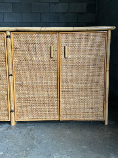 Frisman Vintage Vintage British Colonial Style Bamboo and Cane Sideboard