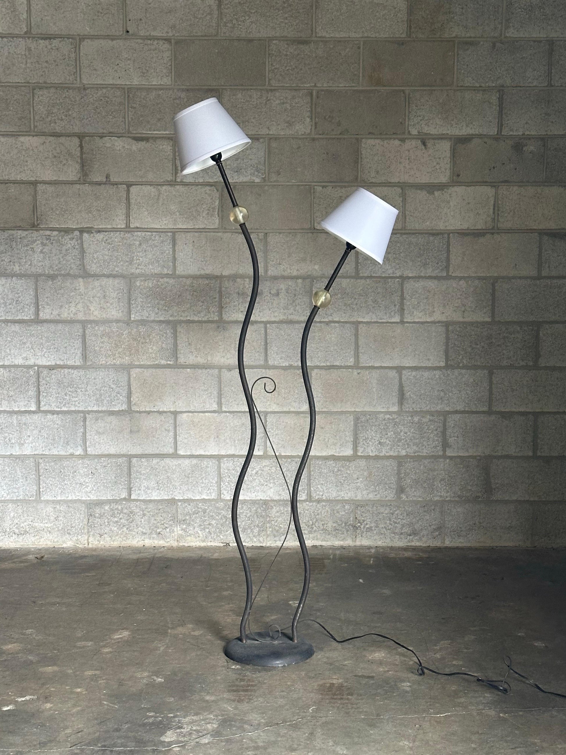 Frisman Vintage 1980s American Modernist Designer Postmodern Metal and Acrylic Floor Lamp