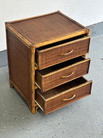 Frisman Vintage Bamboo and Cane British Colonial Style Small Chest
