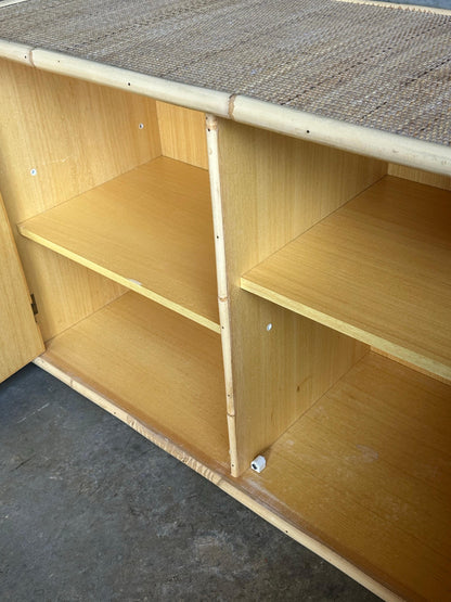 Frisman Vintage Two Door Sideboard Cabinet in Bamboo and Cane by Del Vera, Italy