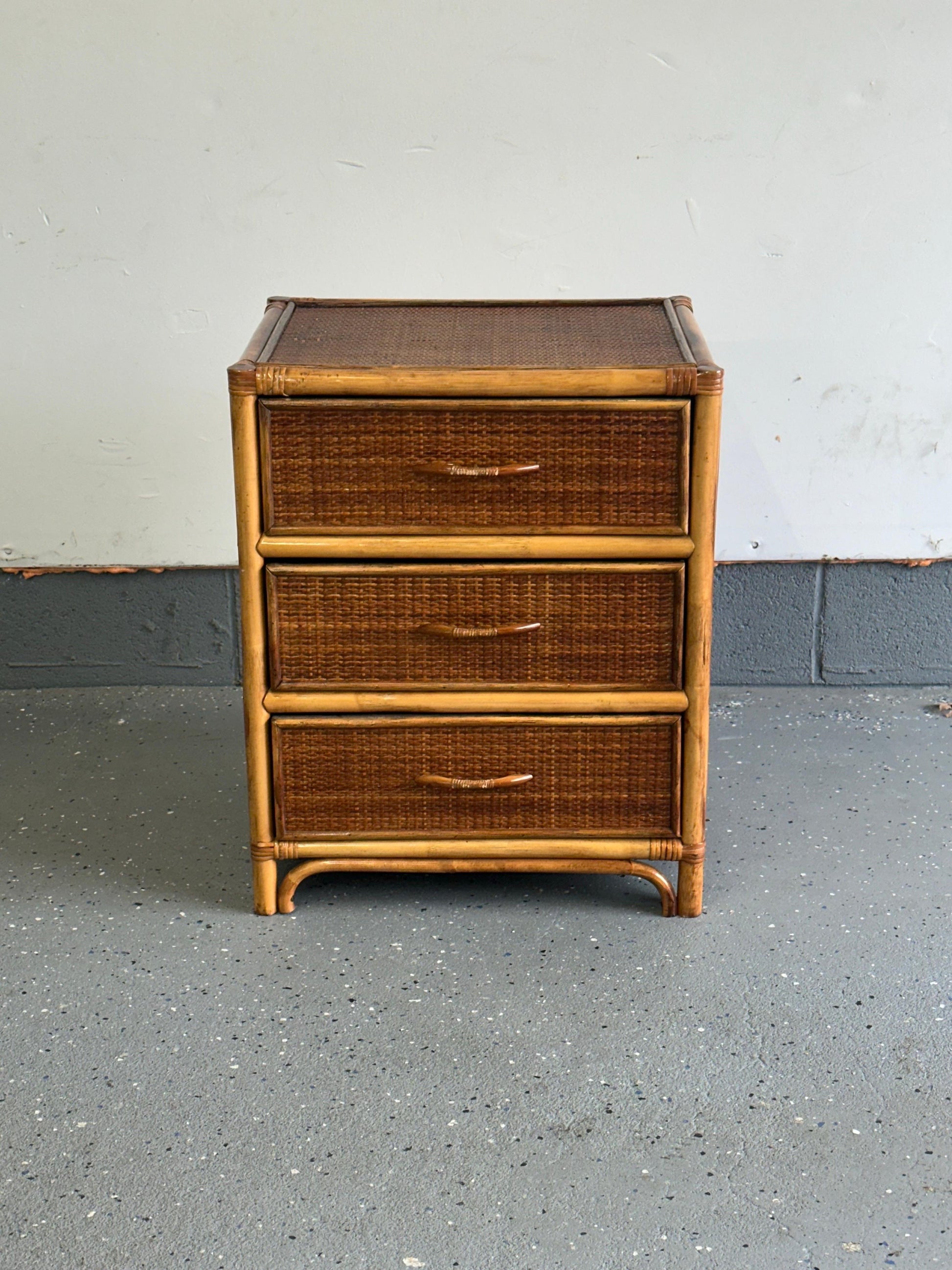 Frisman Vintage Bamboo and Cane British Colonial Style Small Chest