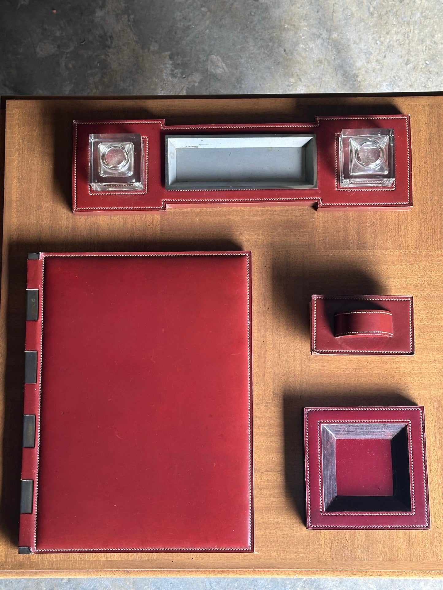 Frisman Vintage 1940s Paul Dupré-Lafon for Hermès Rare Desk Pieces- Set of 4