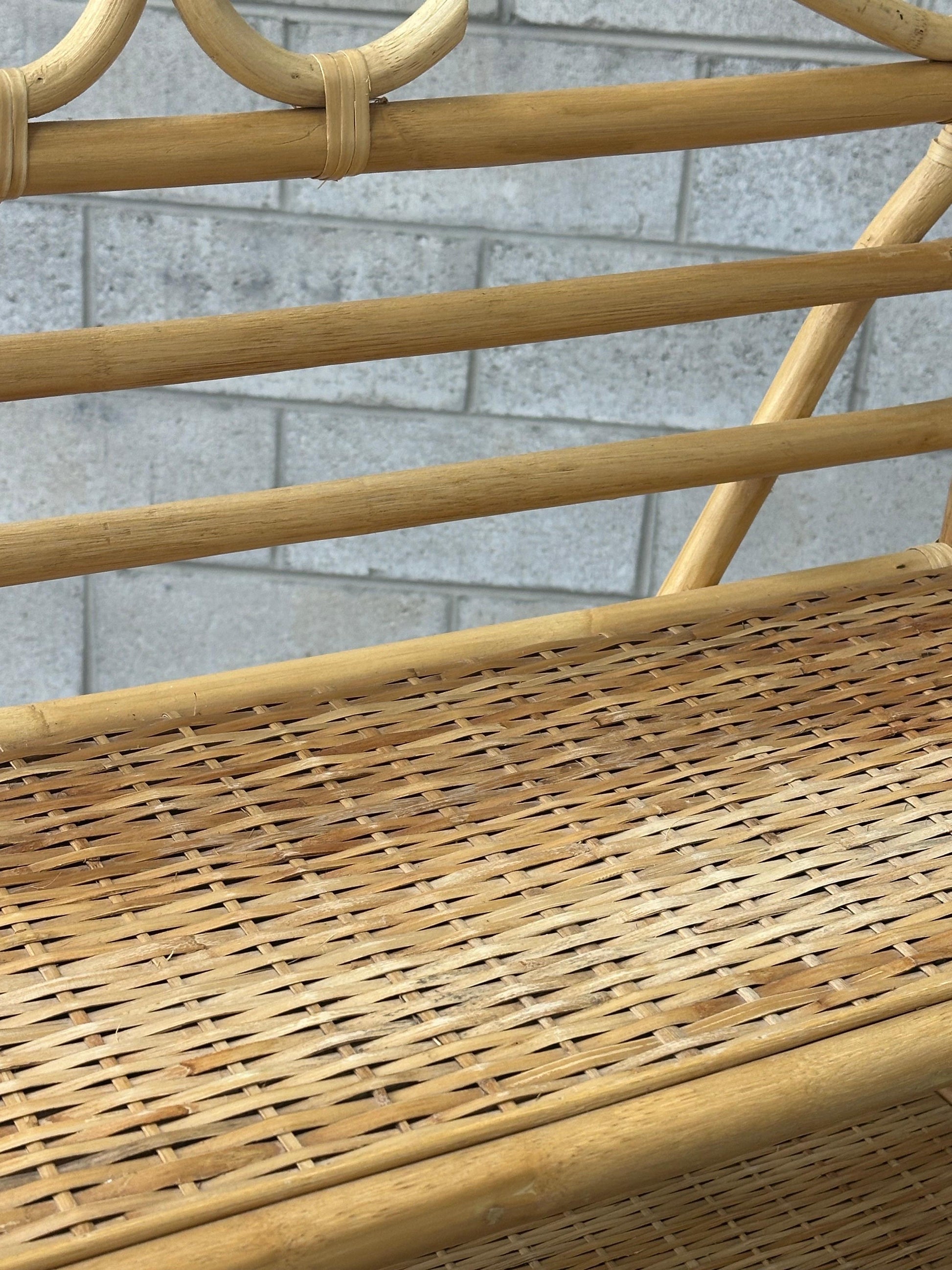 Frisman Vintage 1970s Bamboo, Rattan, and Cane Étagère/ Freestanding Shelf