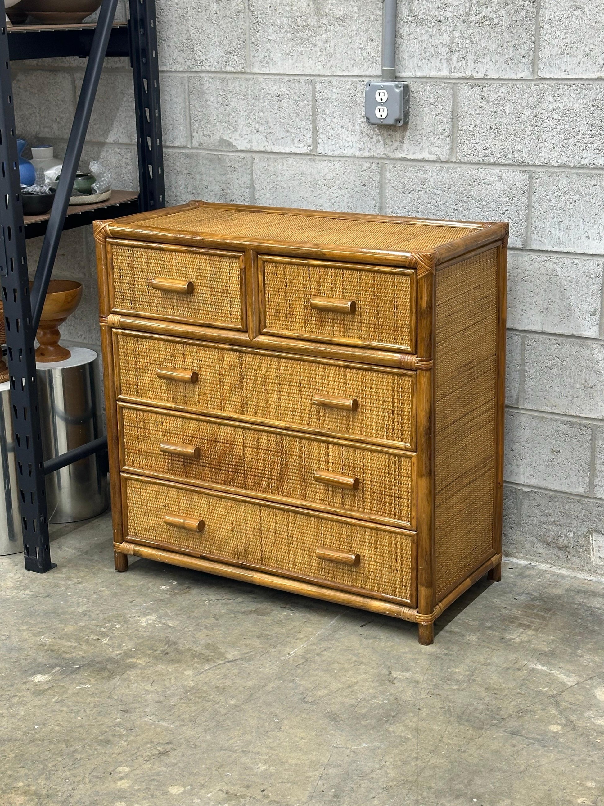 Frisman Vintage: Faux Bamboo and Cane Dresser, British Colonial Style FrismanVintage Frisman Vintage: Faux Bamboo and Cane Dresser, British Colonial Style FrismanVintage