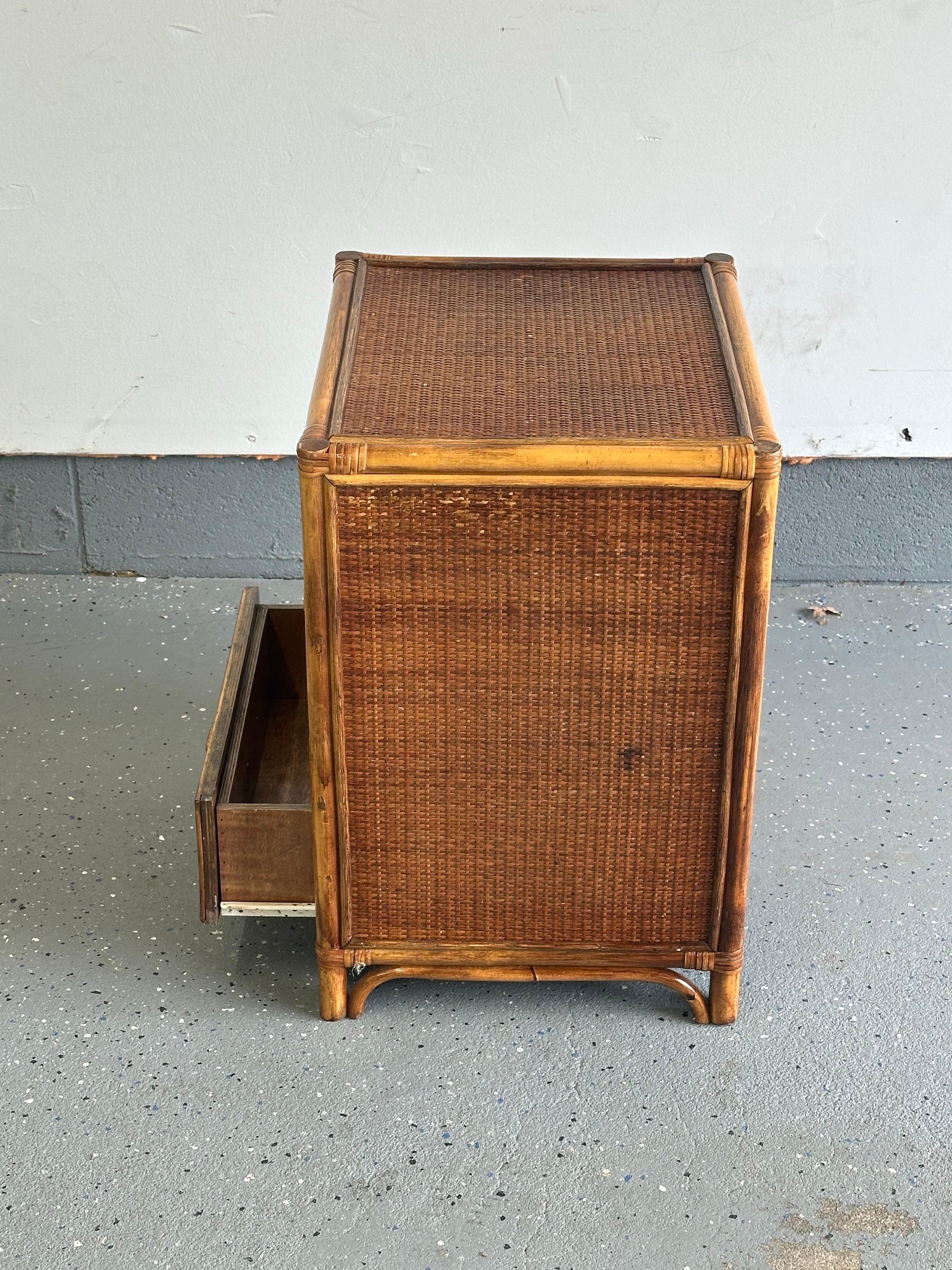 Frisman Vintage Bamboo and Cane British Colonial Style Small Chest