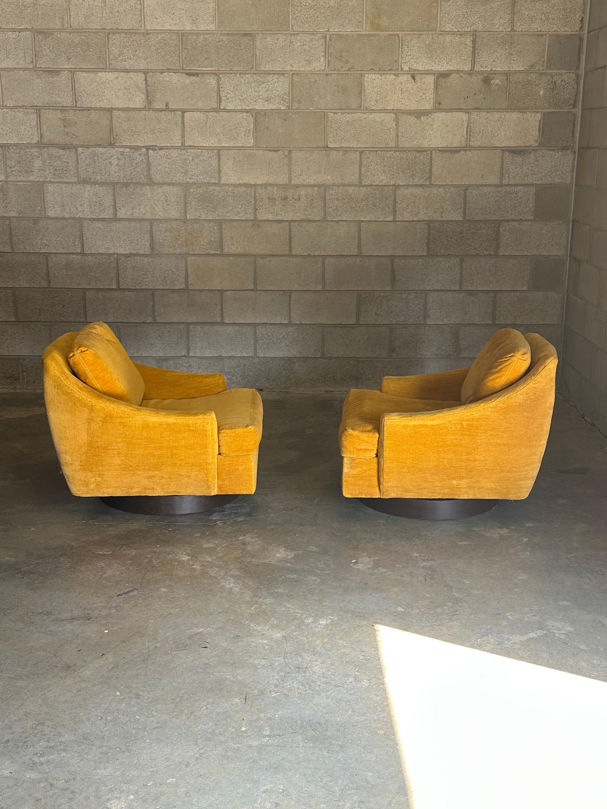Frisman Vintage 1970s Selig of Monroe Swivel and Tilt Chairs- A Pair