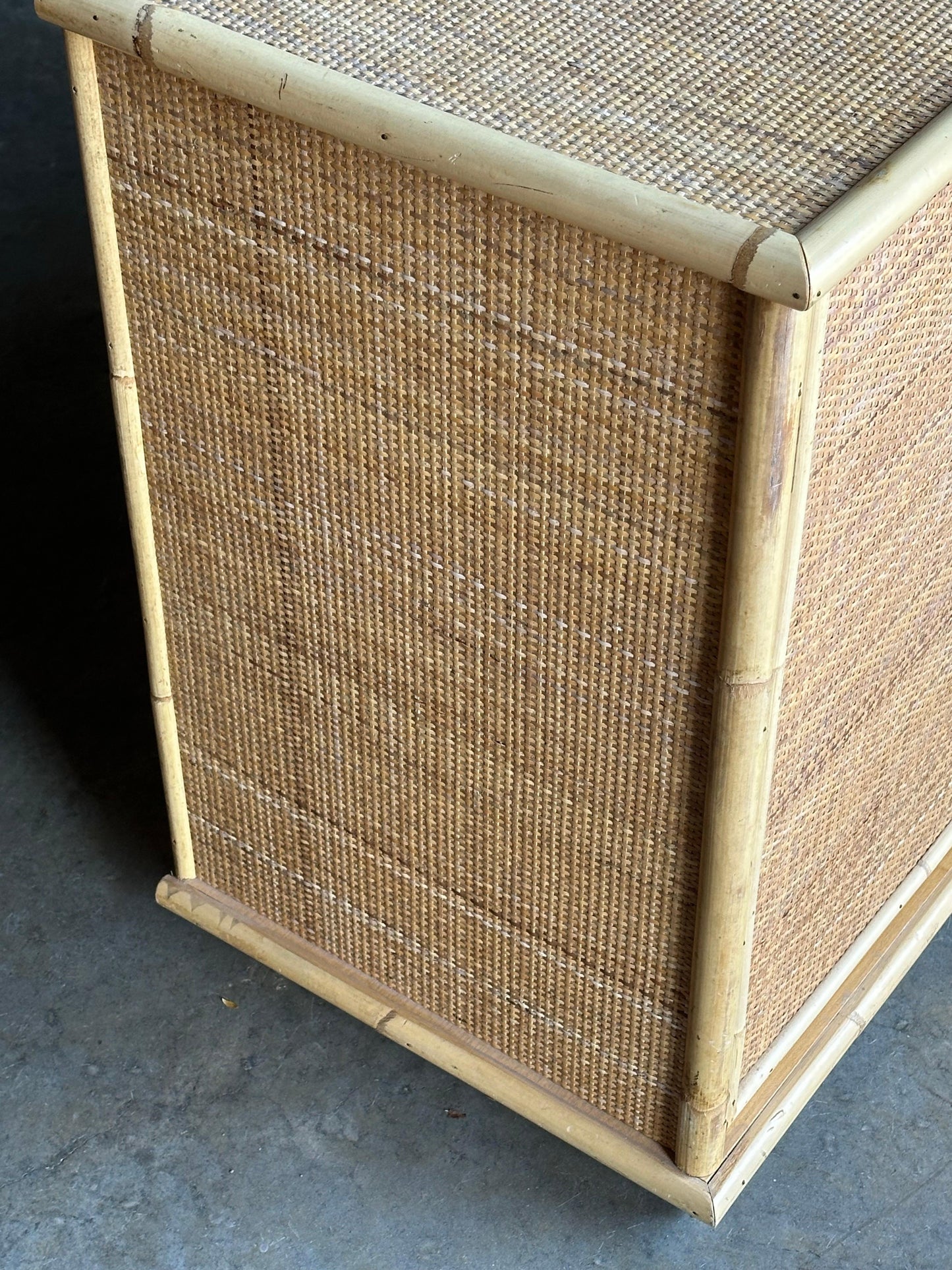 Frisman Vintage Two Door Sideboard Cabinet in Bamboo and Cane by Del Vera, Italy