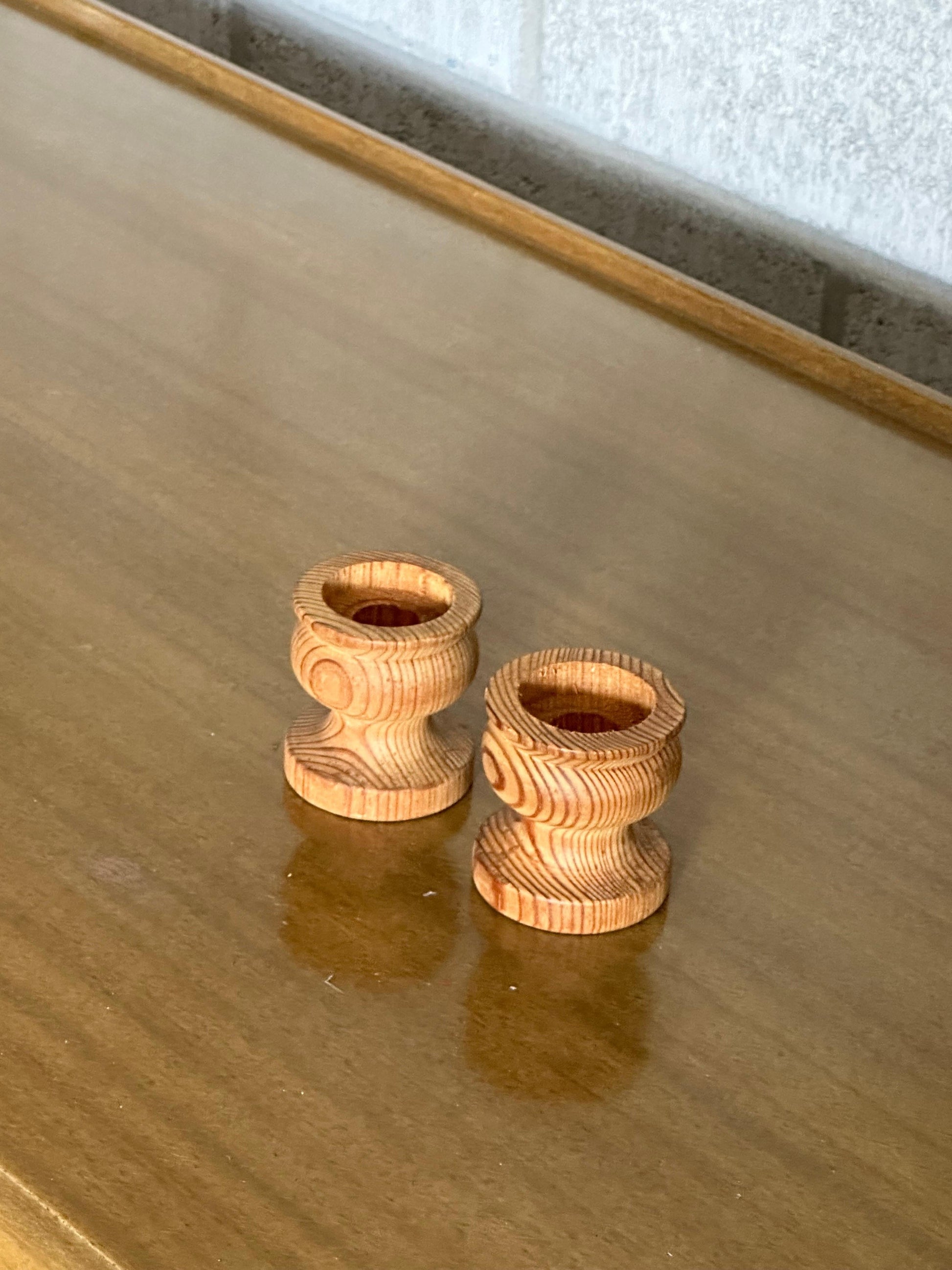 Frisman Vintage 1960s Swedish Pine Candle Holders - a Pair