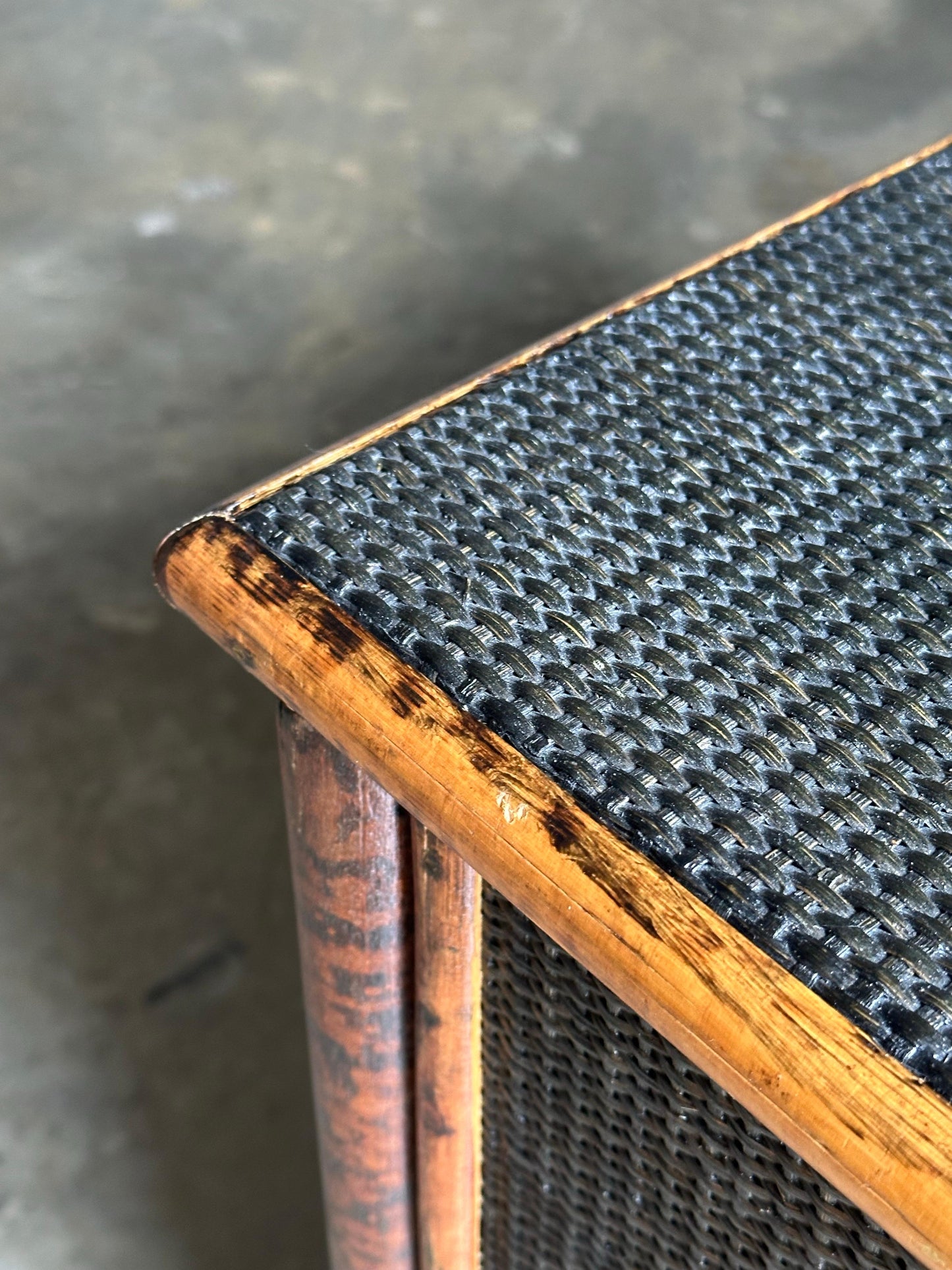 Frisman Vintage Vintage British Colonial Style Burnt Bamboo and Cane Dresser