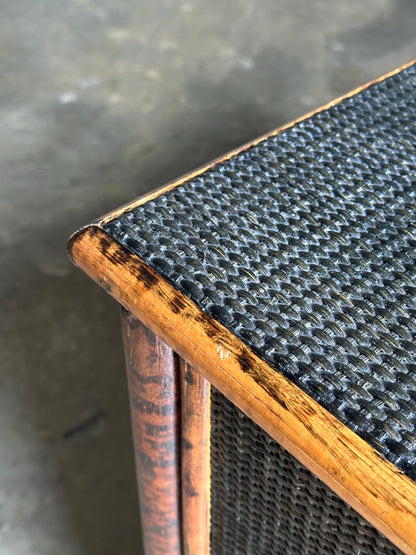 Frisman Vintage Vintage British Colonial Style Burnt Bamboo and Cane Dresser