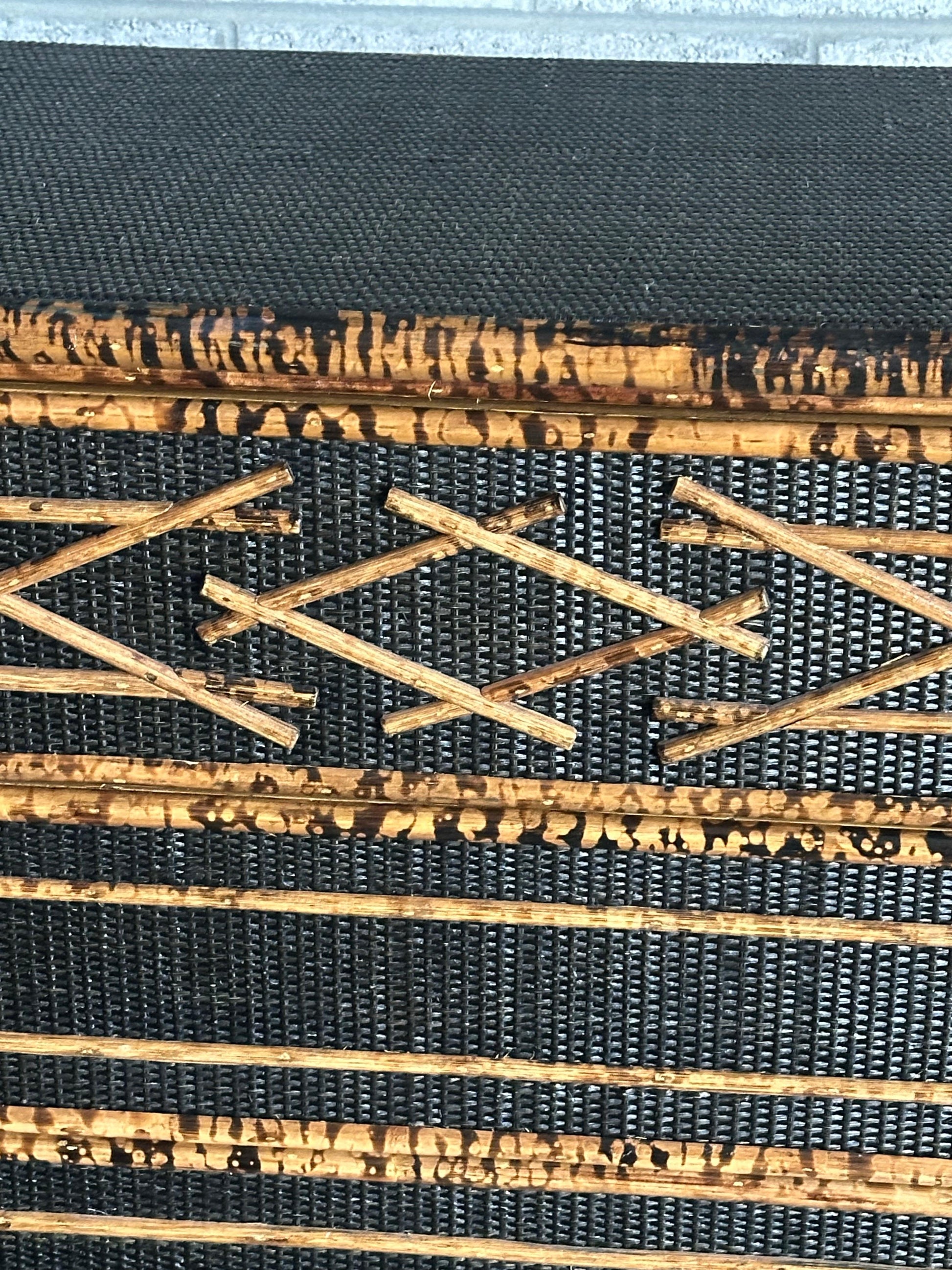 Frisman Vintage Vintage British Colonial Style Burnt Bamboo and Cane Dresser