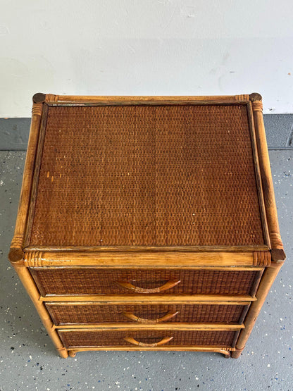 Frisman Vintage Bamboo and Cane British Colonial Style Small Chest