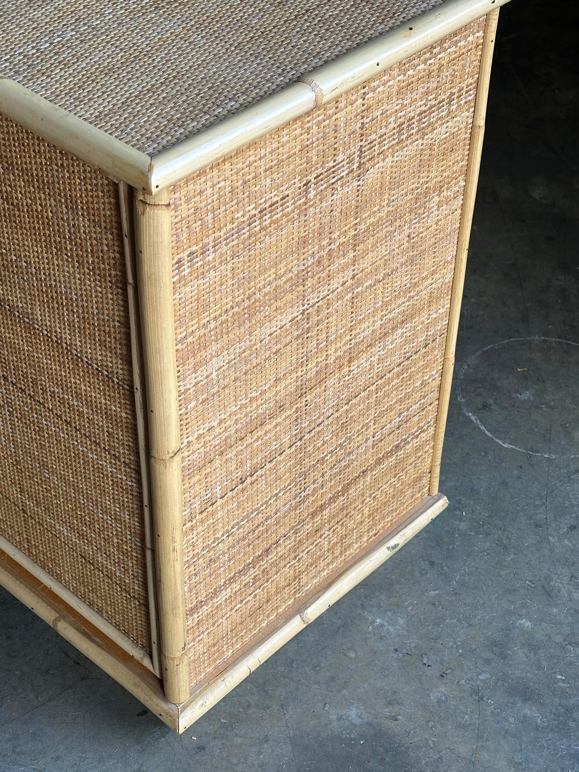 Frisman Vintage Two Door Sideboard Cabinet in Bamboo and Cane by Del Vera, Italy