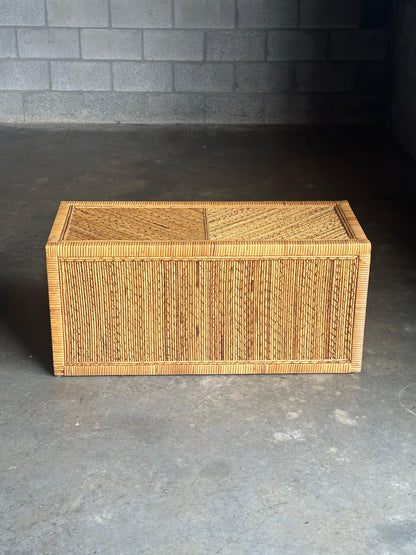 Frisman Vintage Pencil Reed Split Bamboo and Wrapped Cane Low Chest