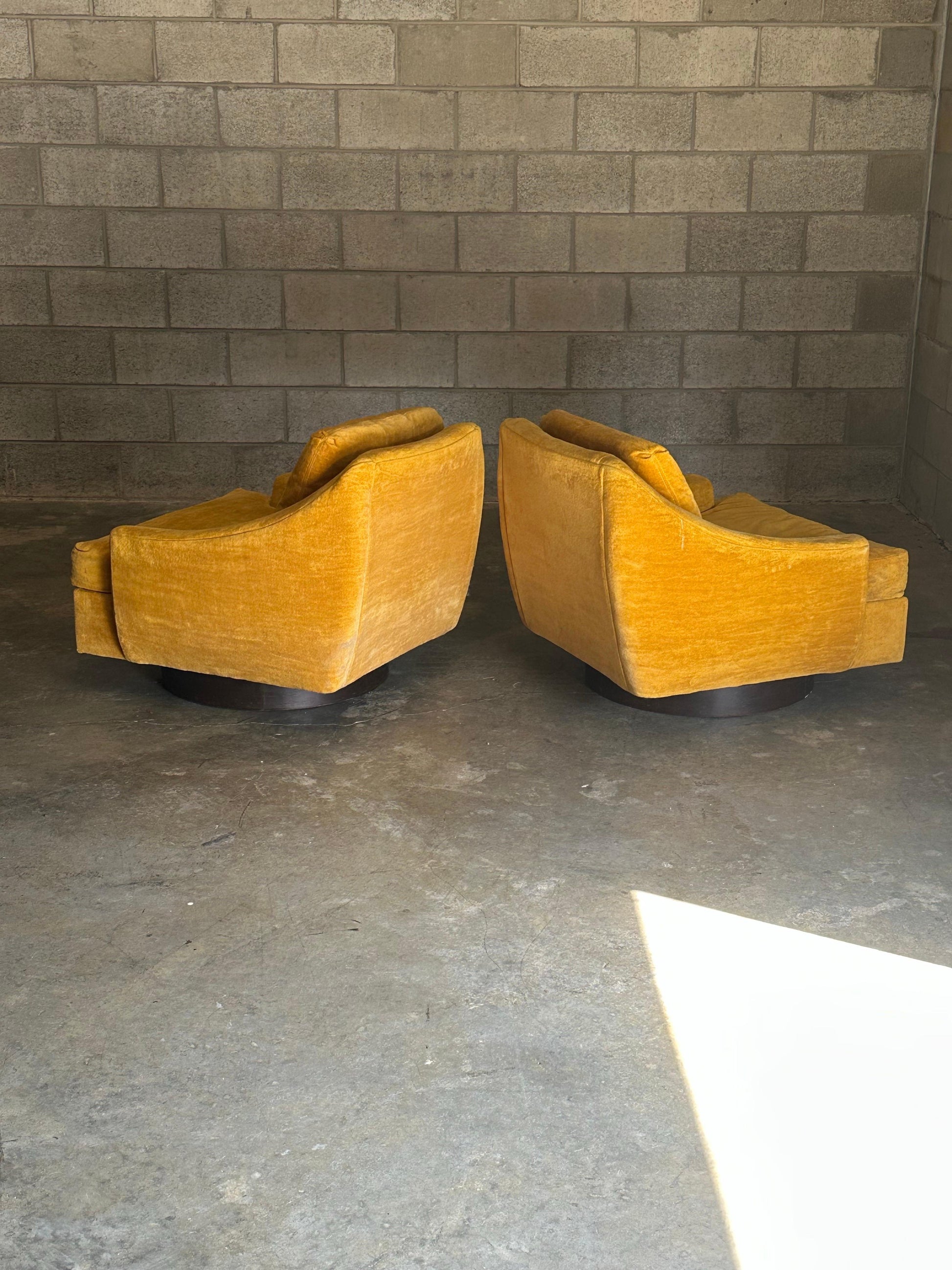 Frisman Vintage 1970s Selig of Monroe Swivel and Tilt Chairs- A Pair