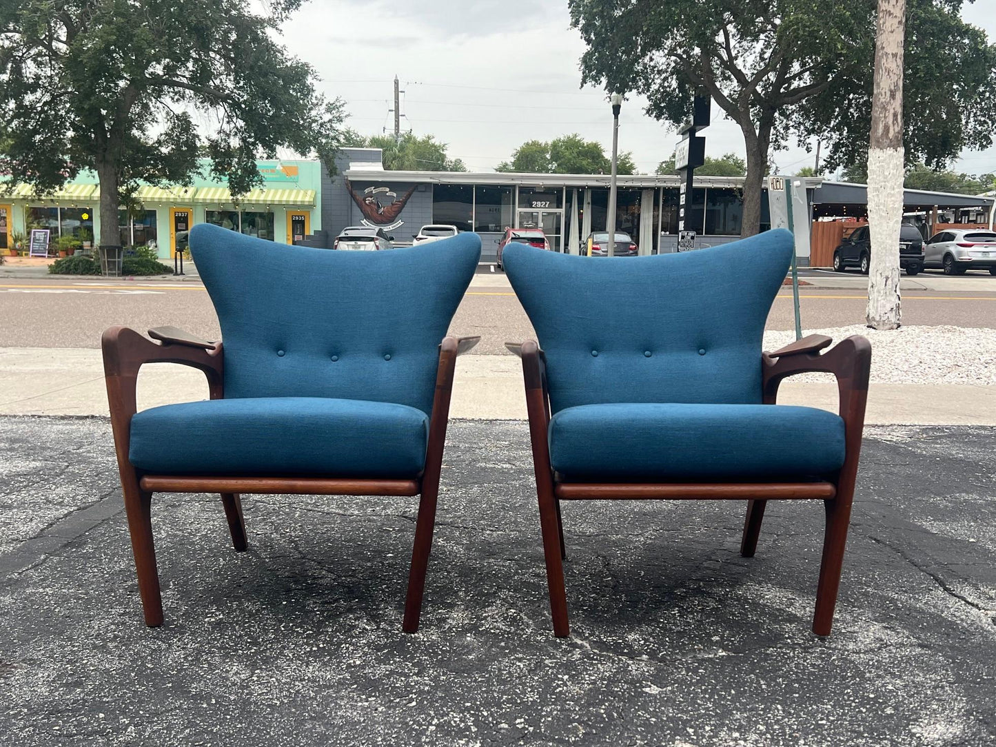 A Pair of Classic Adrian Pearsall Armchairs With Angled Arms Ca' 1960's