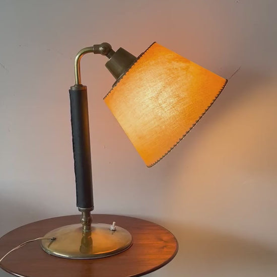 Frisman Vintage Vintage Hermes Style Table Lamp Brass Parchment Shade 1950's