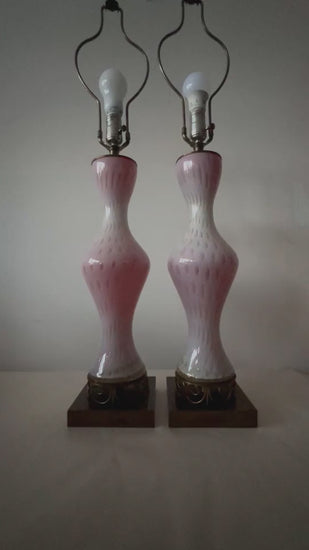 frisman vintage A Pair Of Light Pink Murano Hourglass Lamps Ca' 1950's