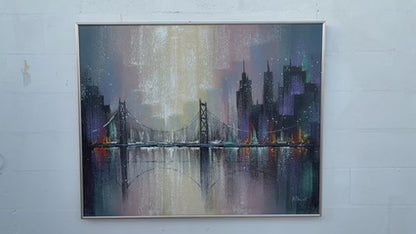 Frisman Vintage NYC Cityscape Painting By Albert ca' 1993 Decor