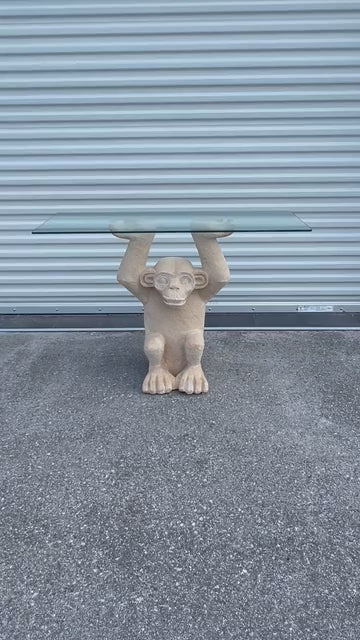Frisman Vintage Cast Concrete Monkey Console Table Ca' 1970's
