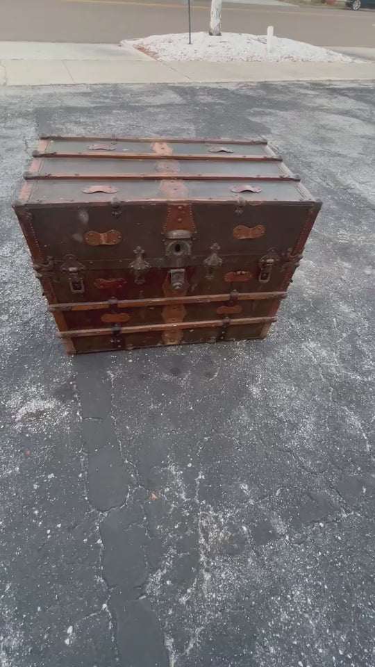 Frisman Vintage Antique Steamer Trunk Late 19th Century