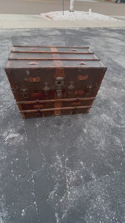 Frisman Vintage Antique Steamer Trunk Late 19th Century