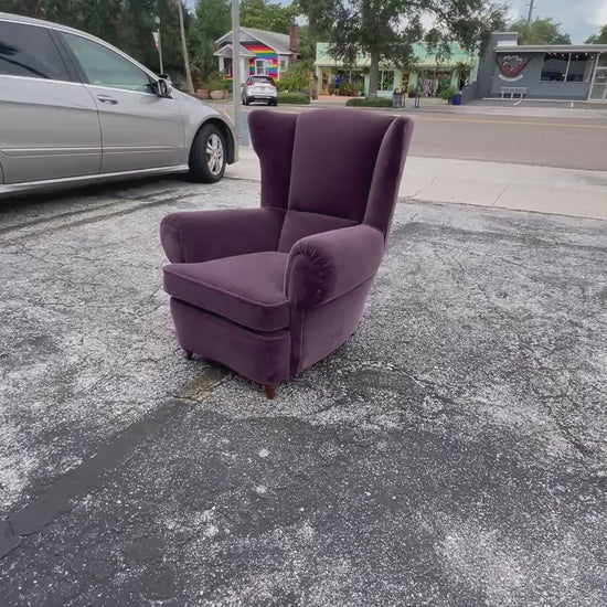 Frisman Vintage Unusual Italian Wingback Chair ca' 1940's Mohair
