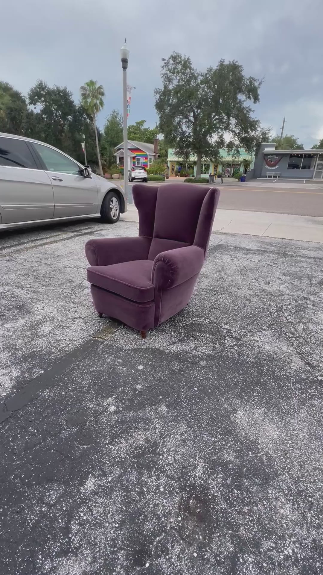 Frisman Vintage Unusual Italian Wingback Chair ca' 1940's Mohair