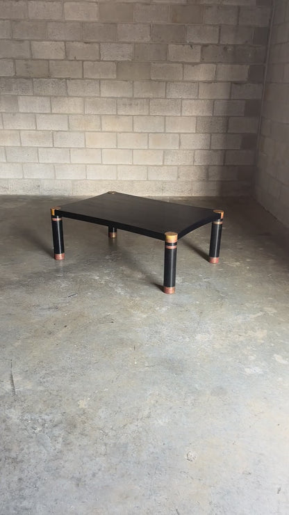 Karl Springer Exotic Leather and Patinated Brass Coffee Table