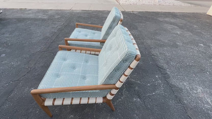 A Pair Of T.H.Robsjohn-Gibbings Strap Lounge Chairs Vintage 1950's