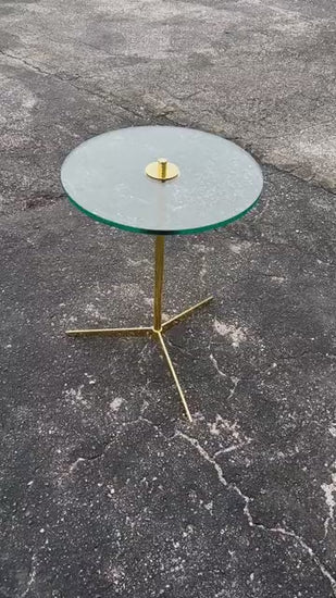 Frisman Vintage An Elegant Mid Century Brass Gueridon With Glass Top Ca' 1960's