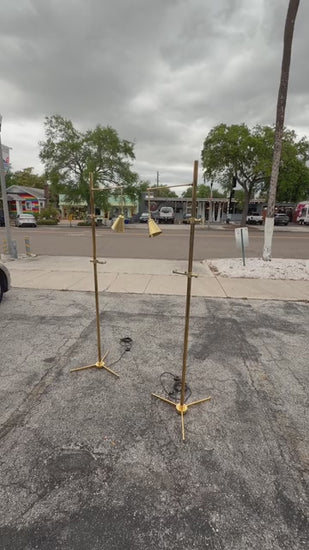 Frisman Vintage A Pair Of Arredoluce Attributed Brass Easel Lamps Polished Brass