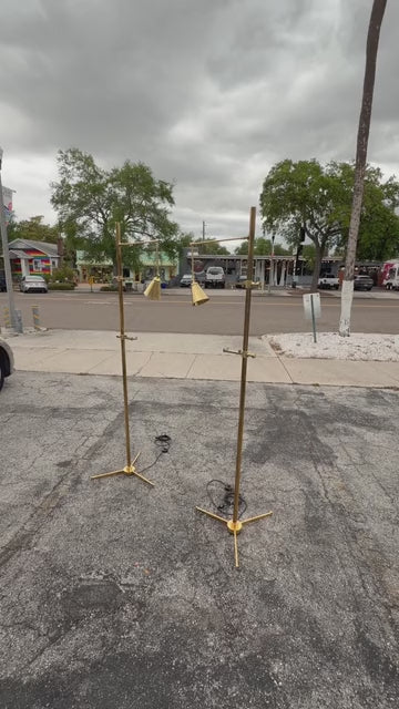 Frisman Vintage A Pair Of Arredoluce Attributed Brass Easel Lamps Polished Brass