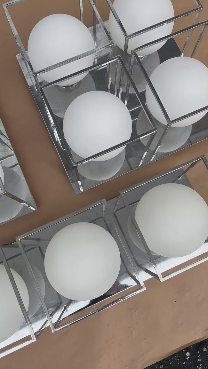 Frisman Vintage Space Age Wall Or Ceiling Lights Chrome And Glass