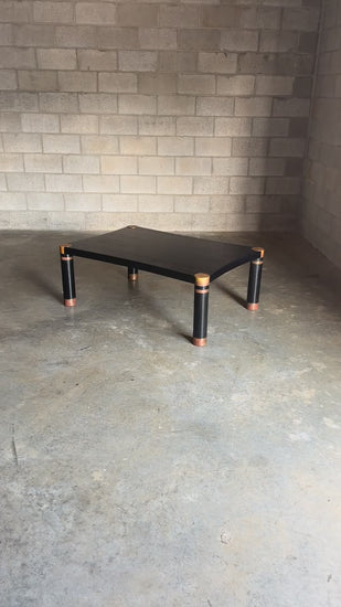 Frisman Vintage Karl Springer Exotic Leather and Patinated Brass Coffee Table
