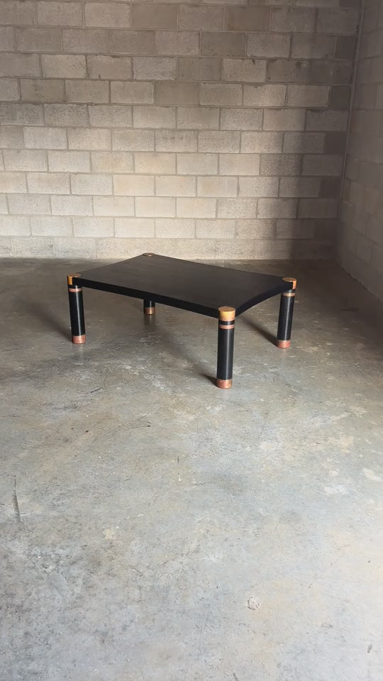 Frisman Vintage Karl Springer Exotic Leather and Patinated Brass Coffee Table