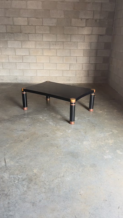Frisman Vintage Karl Springer Exotic Leather and Patinated Brass Coffee Table