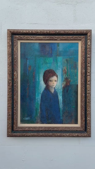 Frisman Vintage A Vintage Painting "Figure In Blue" By Ermanno Vanni ca' 1960's