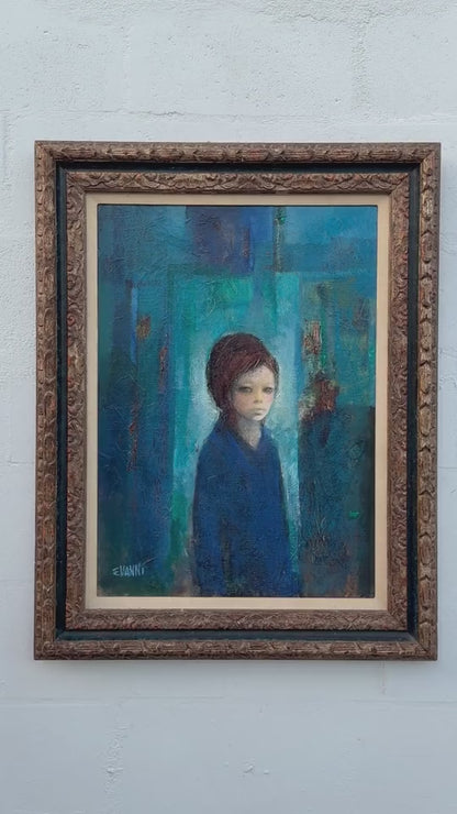 Frisman Vintage A Vintage Painting "Figure In Blue" By Ermanno Vanni ca' 1960's